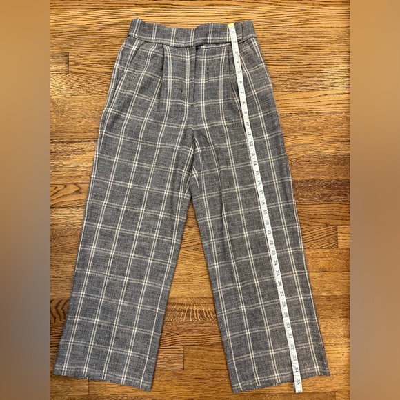 Express Super-High Waisted Plaid Linen-Blend Trouser Pant - 0 Short - Picture 3 of 4